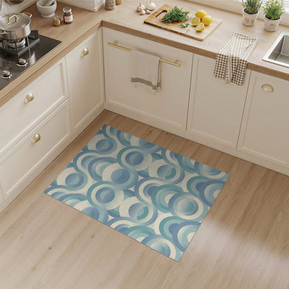 Blue Teal Geometric Circle Geometric Modern Area Rug