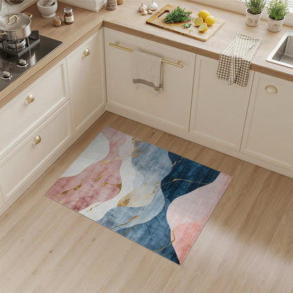 Pink Blue Abstract Wave Area Rug