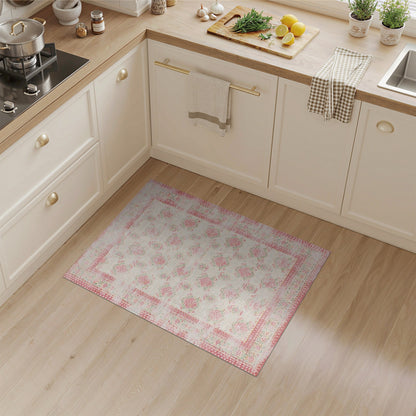 Pink Floral Vintage Area Rug
