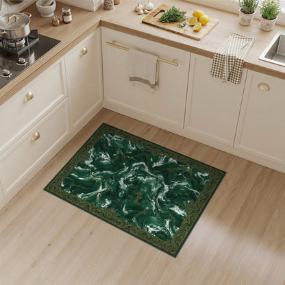 Emerald Green Marble Traditional Area Rug