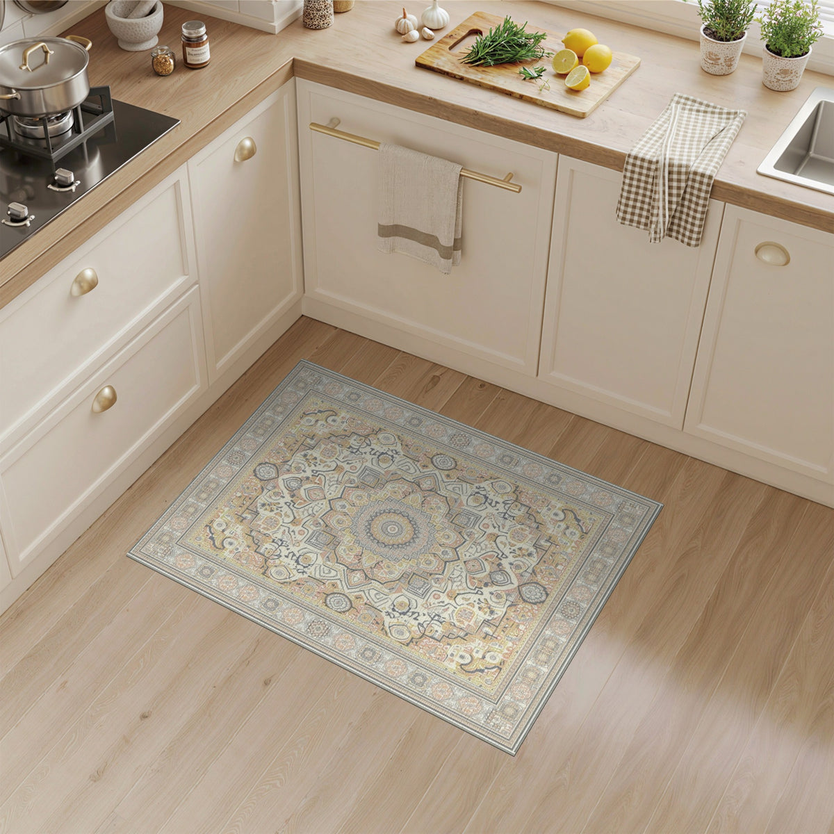 Traditional Persian Medallion Beige Persian Medallion Area Rug