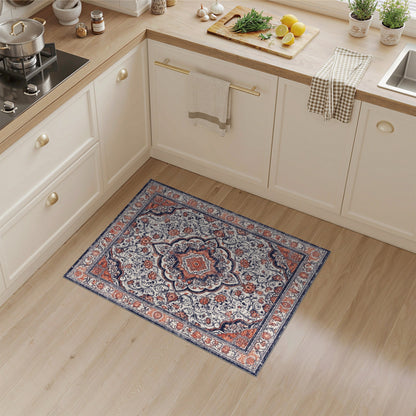 Distressed Persian Floral Medallion Area Rug