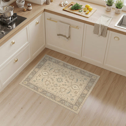Vintage Beige Floral Area Rug