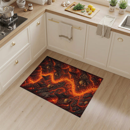 Inferno Skull Lava Red Area Rug
