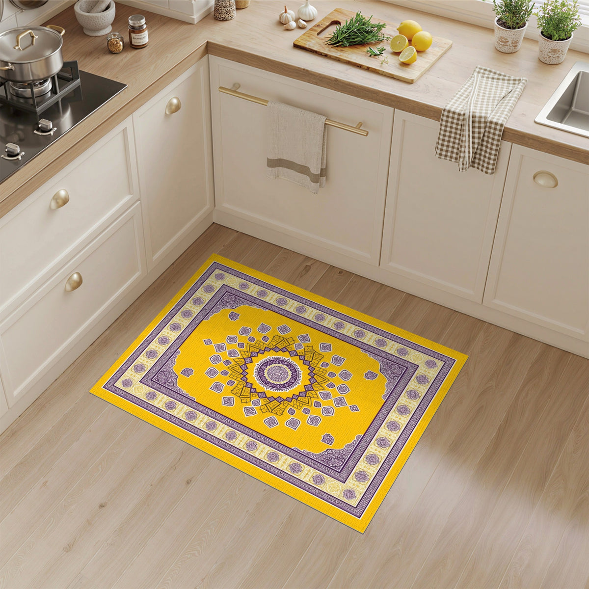 Yellow Persian Medallion Area Rug