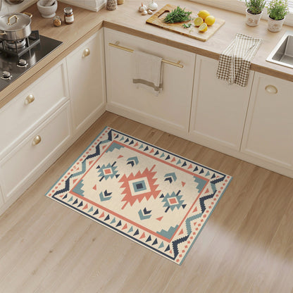 Southwestern Geometric Teal Area Rug