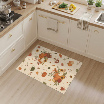 Cozy Autumn Pumpkins Washable Area Rug