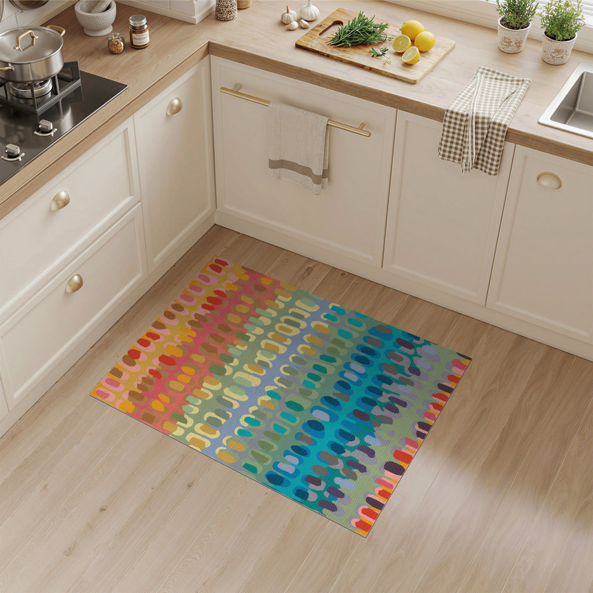 Multi-Color Abstract Oval Area Rug