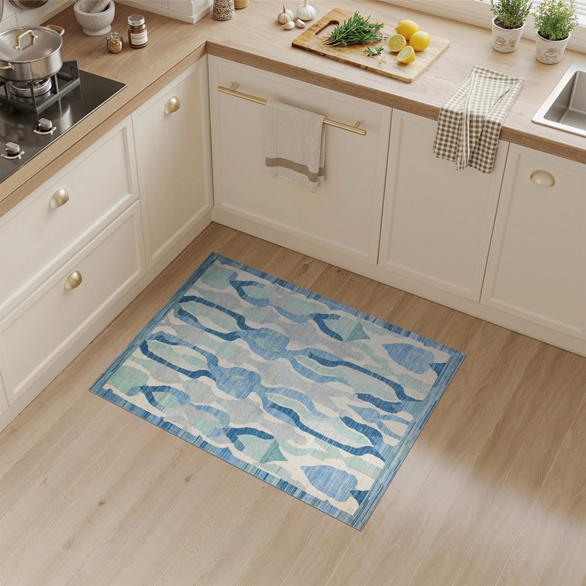 Blue and Teal Geometric Modern Blue Teal Geometric Area Rug