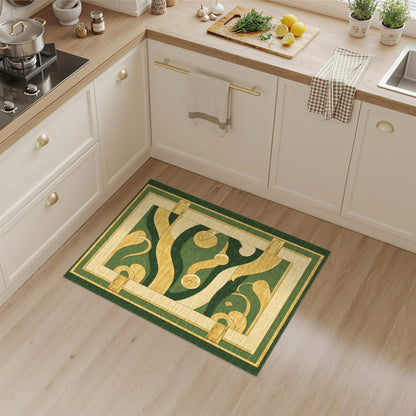 Green Gold Abstract Swirl Area Rug
