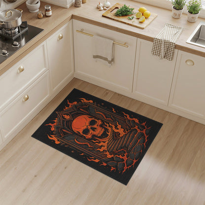 Fiery Skull Orange Area Rug