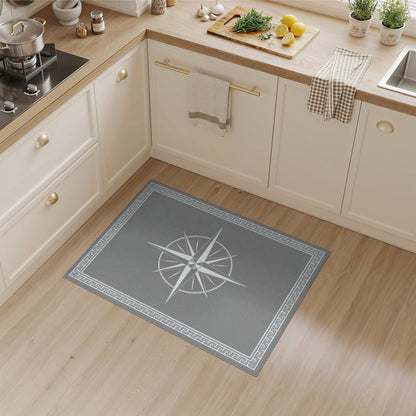 Grey Compass Rose Geometric Area Rug