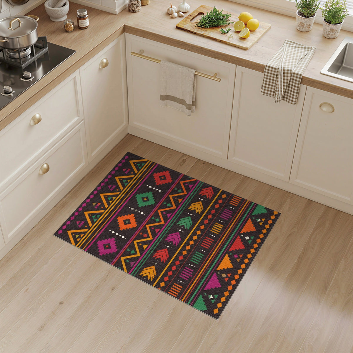 Vibrant Multi-Color Tribal Geometric Area Rug
