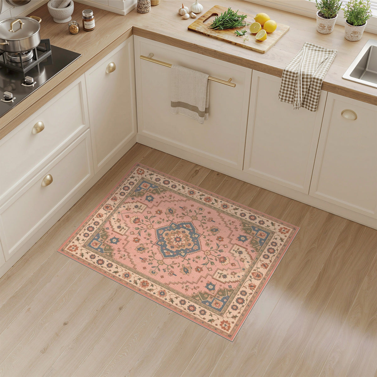 Medallion Pink Floral Medallion Vintage Area Rug