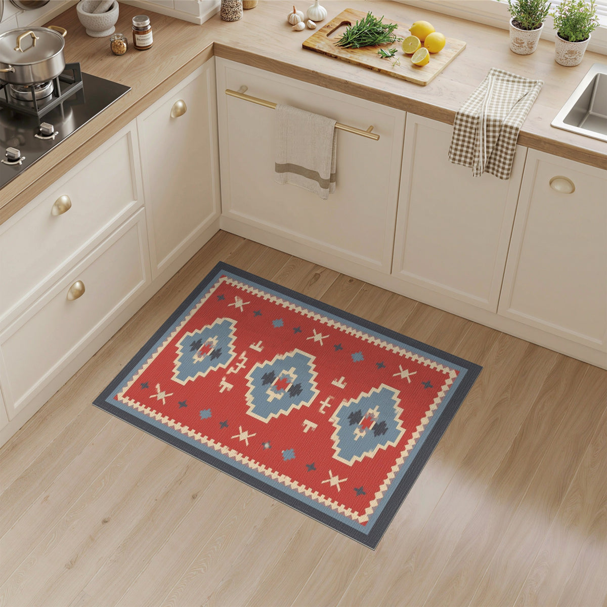 Red Southwestern Geometric Area Rug