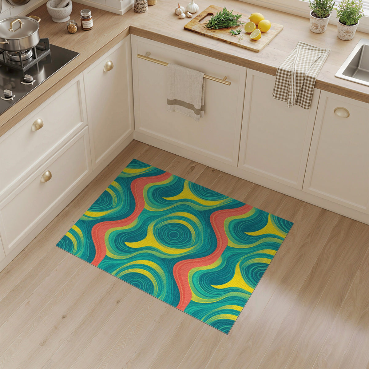 Blue Teal Swirl Abstract No. 4 Area Rug