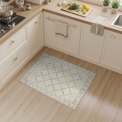 Beige Geometric Lattice Area Rug
