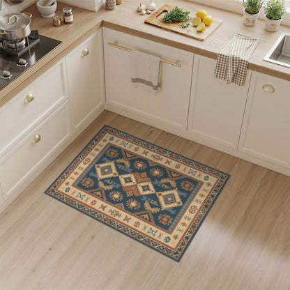 Blue and Teal Southwestern Blue Geometric Area Rug