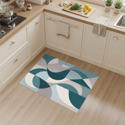 Teal Geometric Modern Area Rug