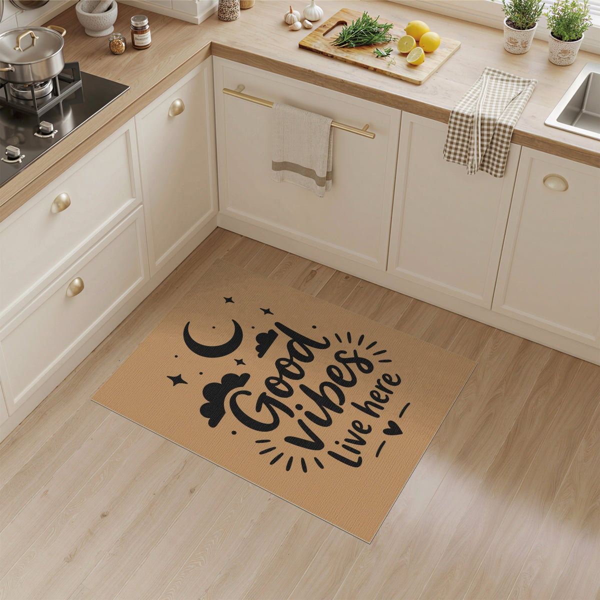 Good Vibes Live Here Boho Moon Rug