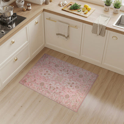 Pink Floral Vintage Area Rug