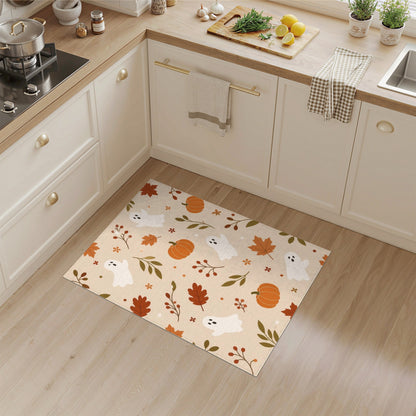 Cute Ghost Pumpkin Washable Area Rug