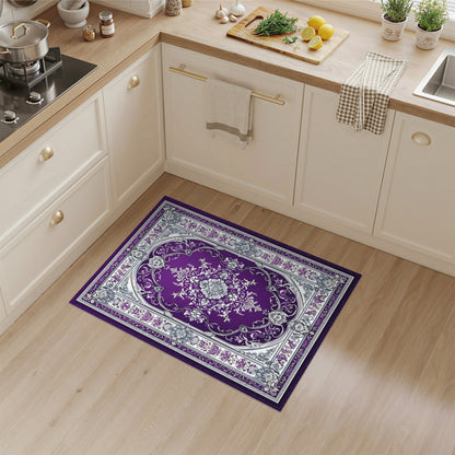 Traditional Persian Purple Floral Medallion Area Rug