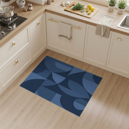 Geometric Modern Blue and Teal Blue Geometric Modern Area Rug