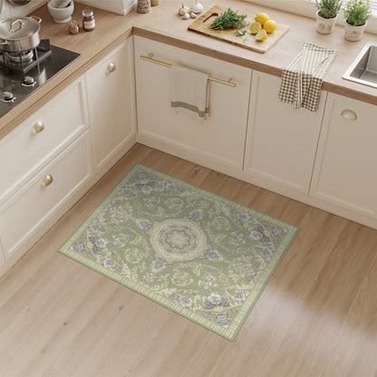 Sage Green Floral Vintage Area Rug