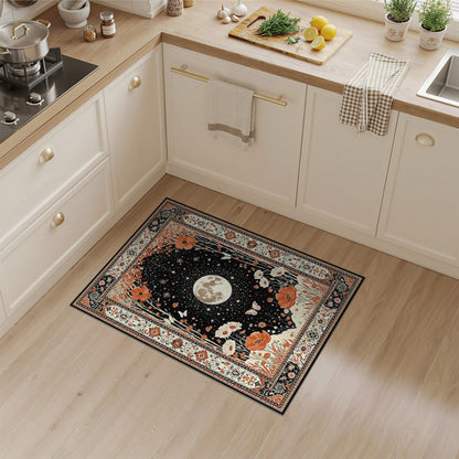 Starry Moon Poppy Floral Area Rug