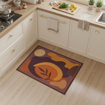 Abstract Orange Area Rug with Organic Shapes