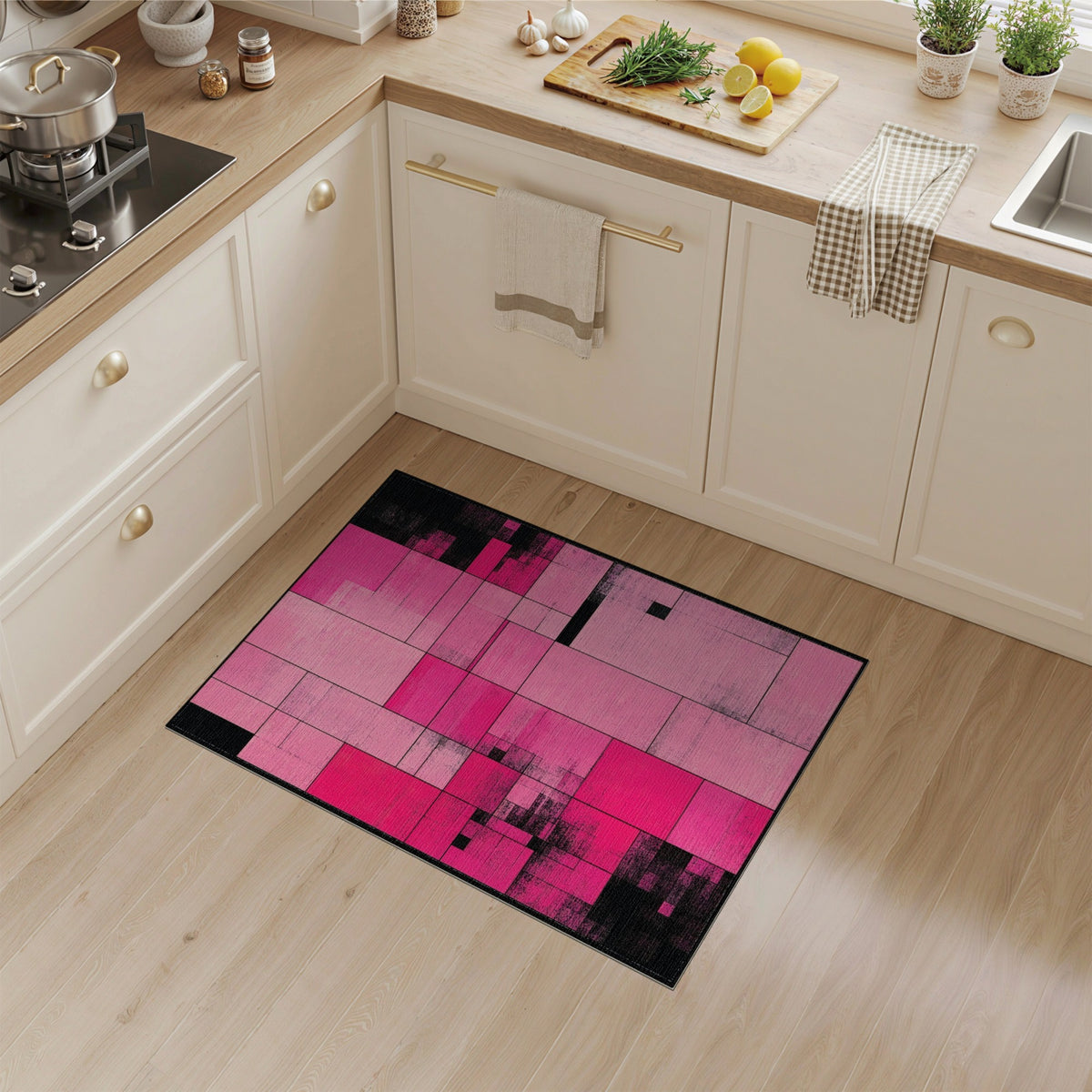 Pink Geometric Modern Area Rug