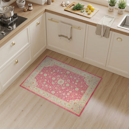 ODIKA Blush Pink Floral Medallion Rug