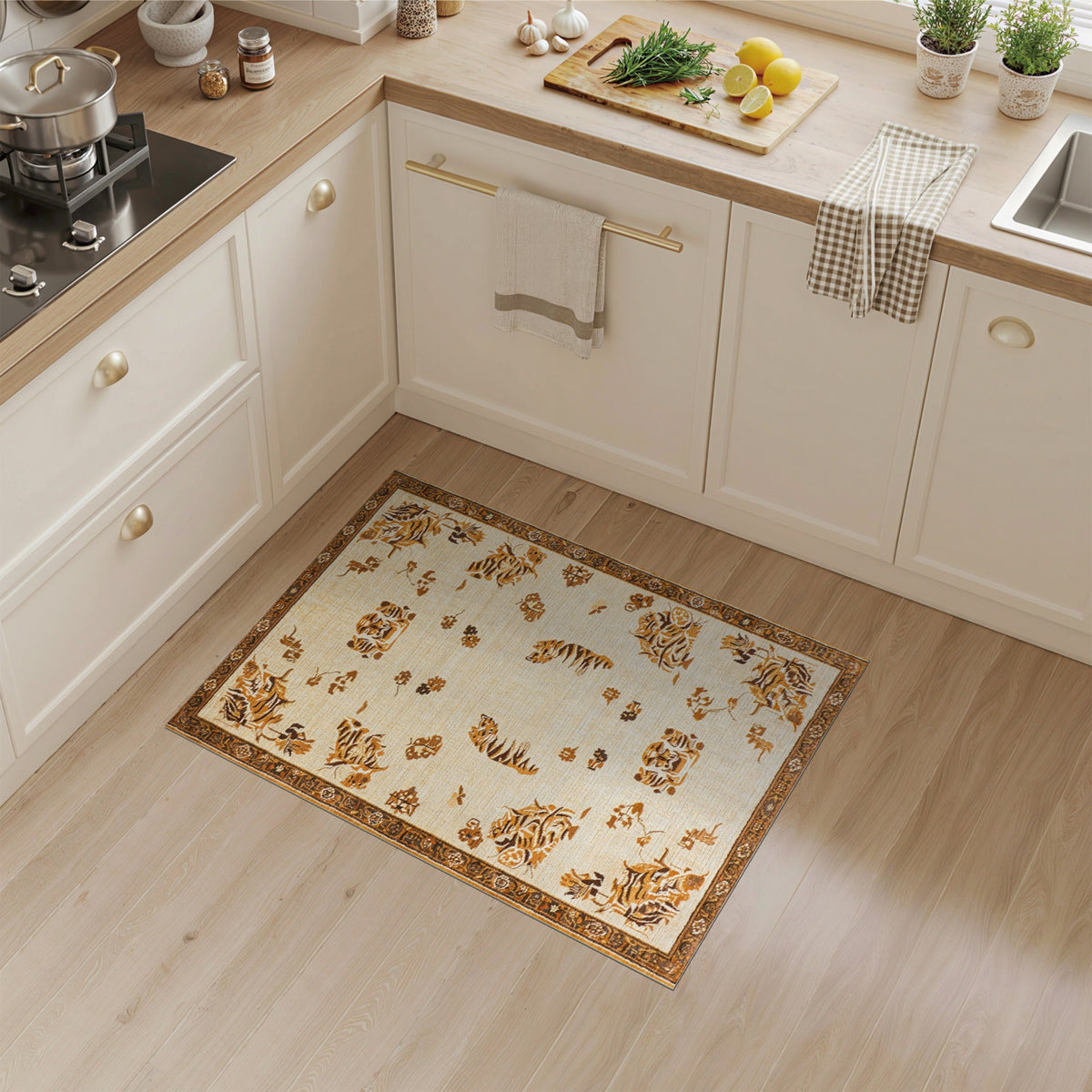 Brown and Tan Brown Tiger Heritage Area Rug