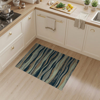 Distressed Wave Grey Area Rug