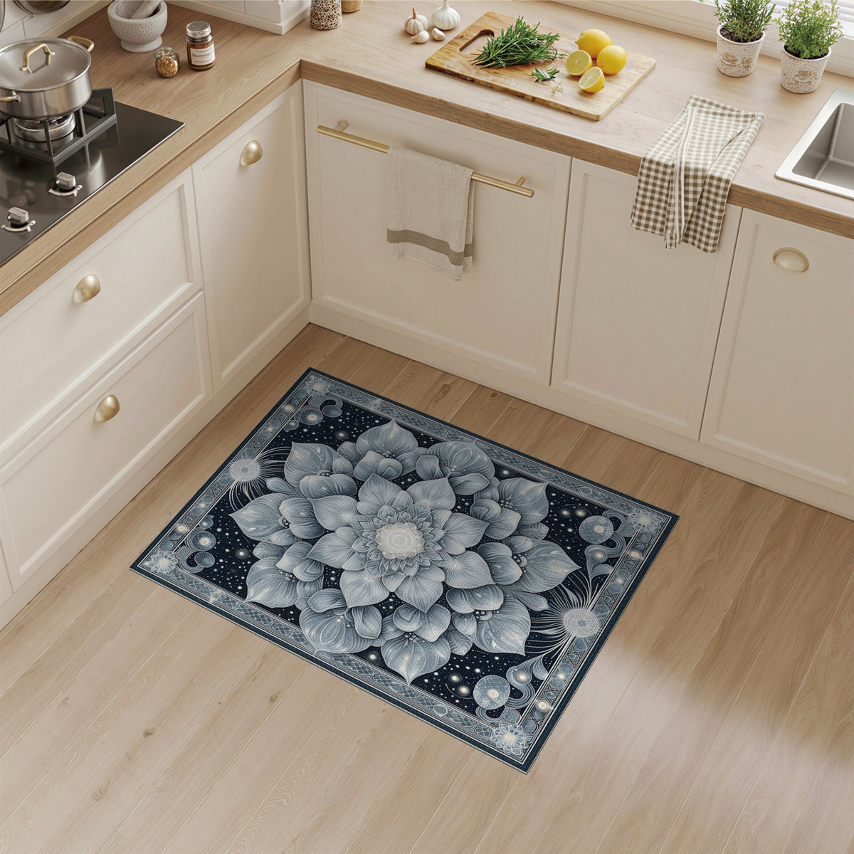 Blue Lotus Mandala Area Rug