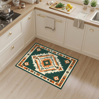 Geometric Blue and Teal Southwestern Geometric Area Rug