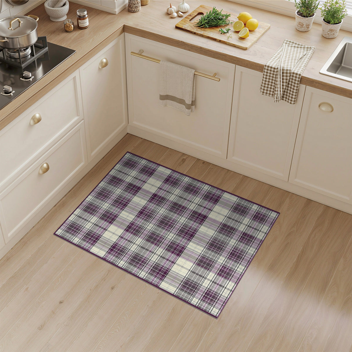Geometric Modern Plaid Purple Plaid Geometric Area Rug