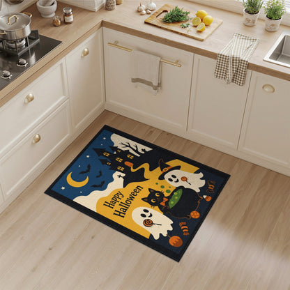Happy Halloween Ghost Cat Witch Area Rug