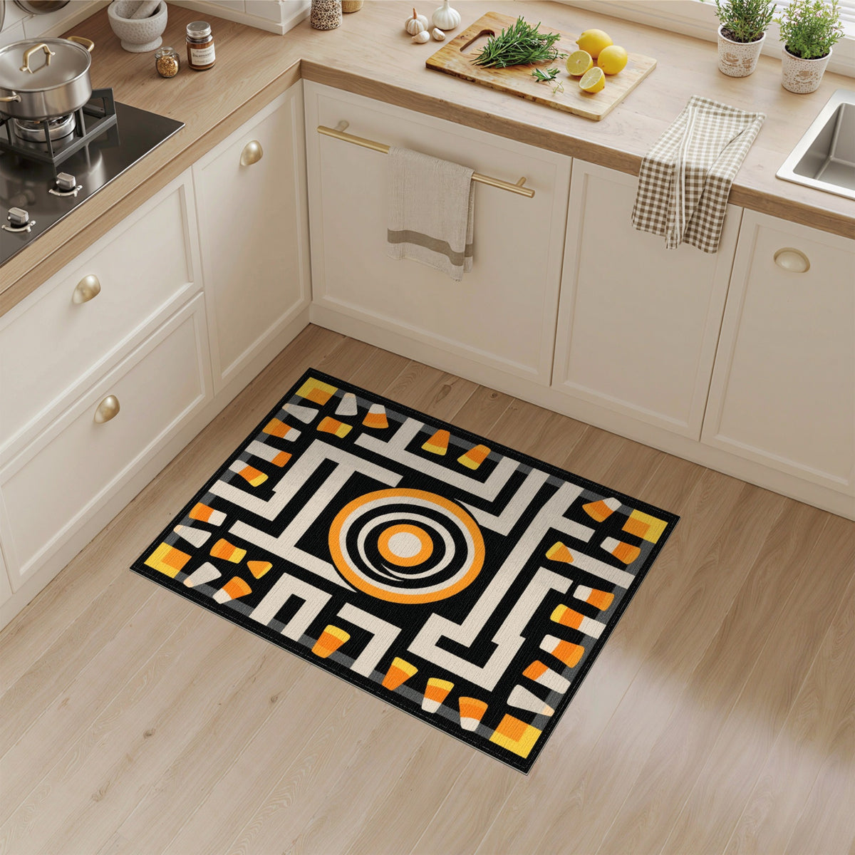 Geometric Candy Corn Maze Area Rug