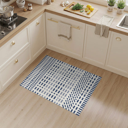 Blue Geometric Washable Area Rug