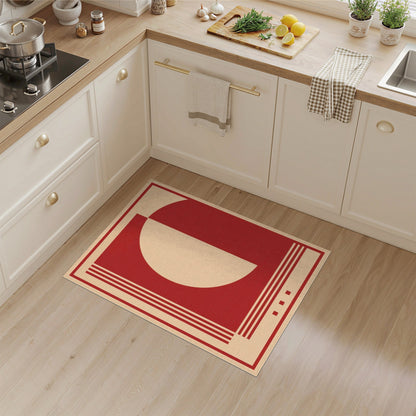 Red Geometric Modern Red Geometric Area Rug