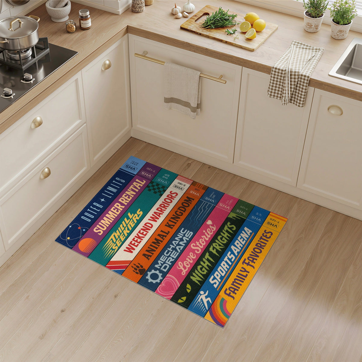 Retro VHS Tape Stack Area Rug