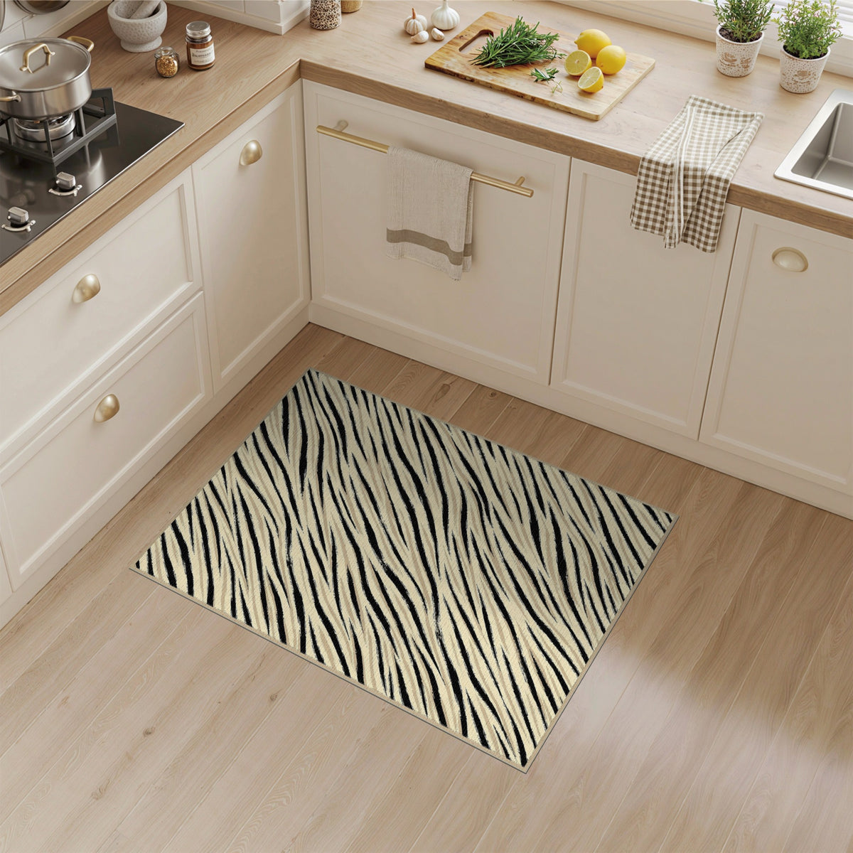 Zebra Stripe Beige Area Rug