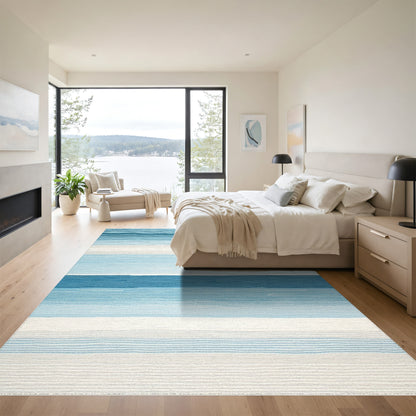 Gradient Blue Horizontal Striped Rug
