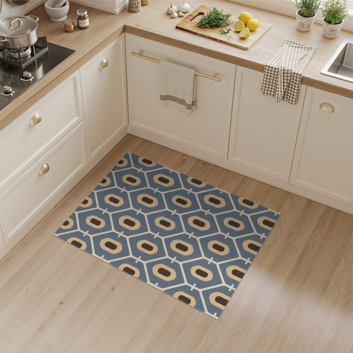 Geometric Modern Blue Geometric Oval Area Rug