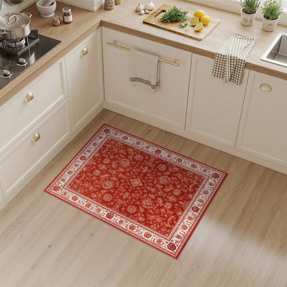 Red Floral Vintage Area Rug