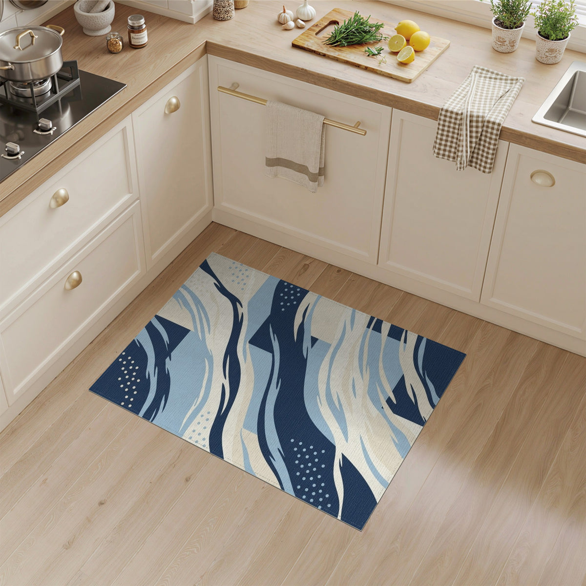 Wave Blue Abstract Wave Area Rug