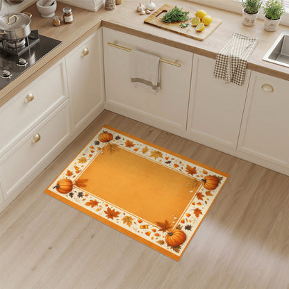 Orange Autumn Pumpkin Harvest Border Area Rug