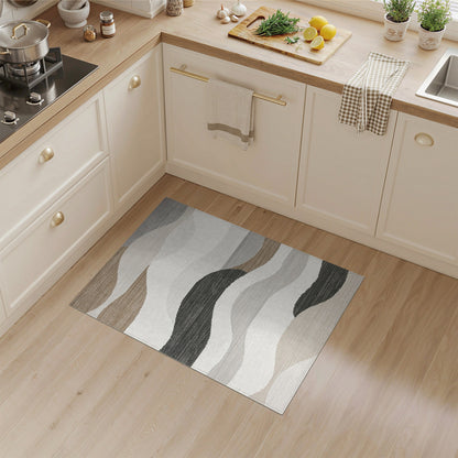 Brown and Tan Abstract Wave Neutral Area Rug